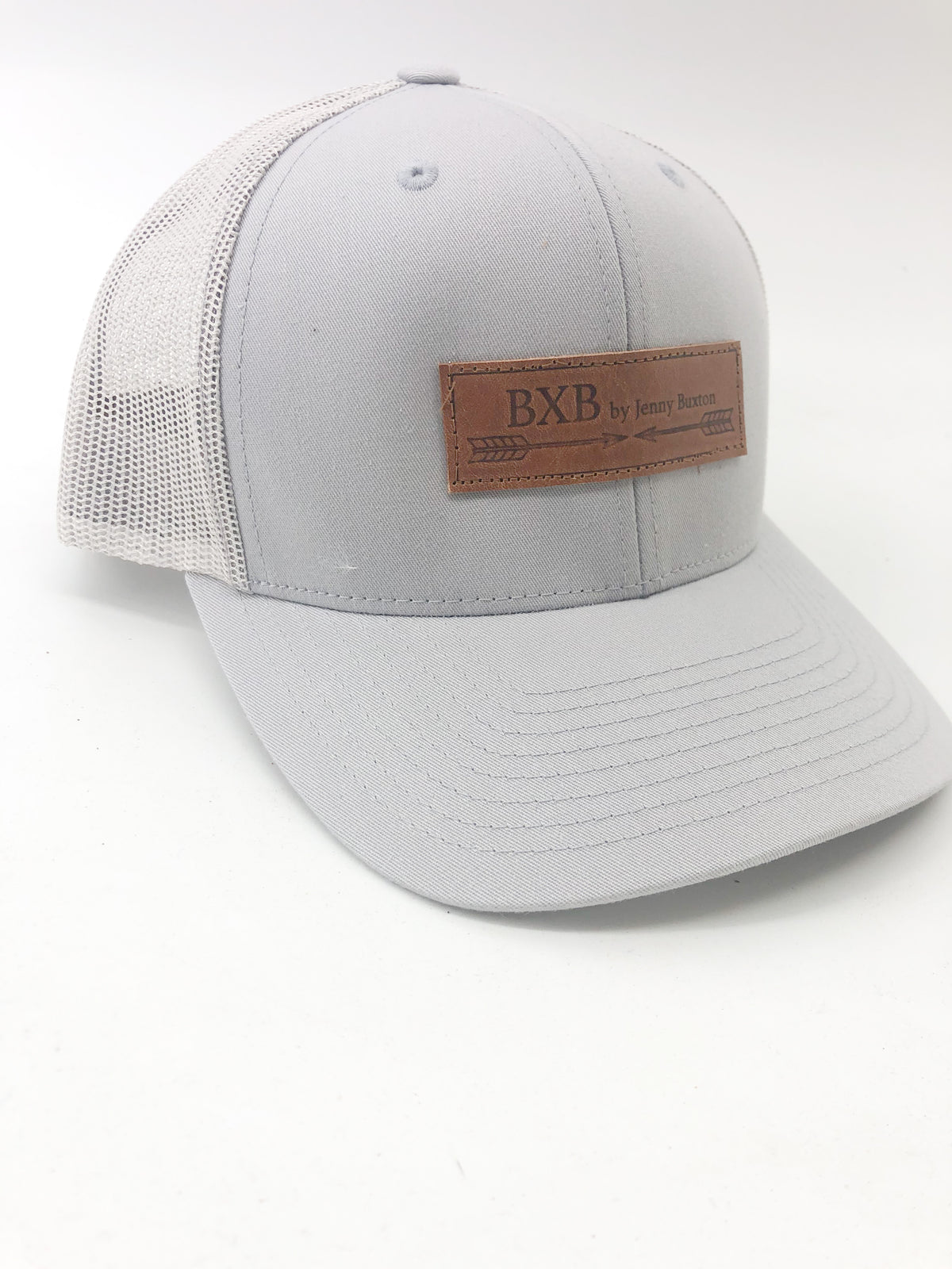 Gray & Gray Mesh BXB Leather Logo Trucker Hat