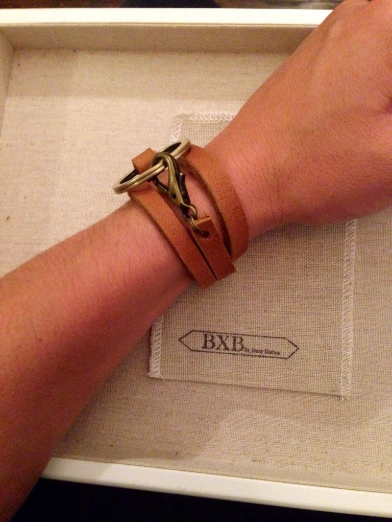 Triple Leather Wrap Bracelet with Clip