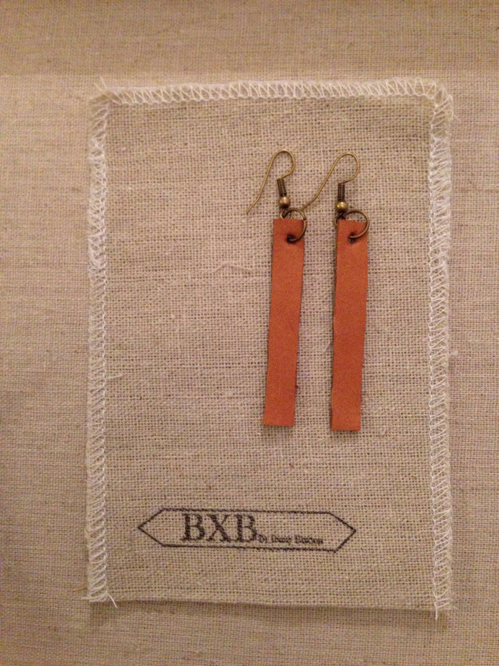 Straight Line Leather Earring