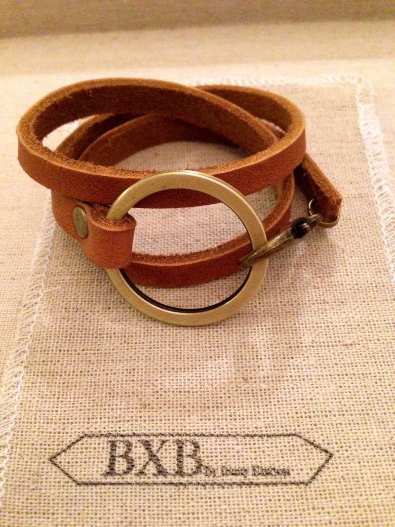 Triple Leather Wrap Bracelet with Clip