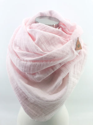 Blush Ballet Pink Gauze Blanket Scarf with Leather Detail