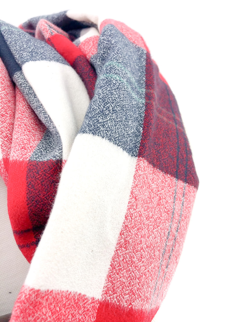 New England Football Plaid Eternity Scarf with a Leather Cuff
